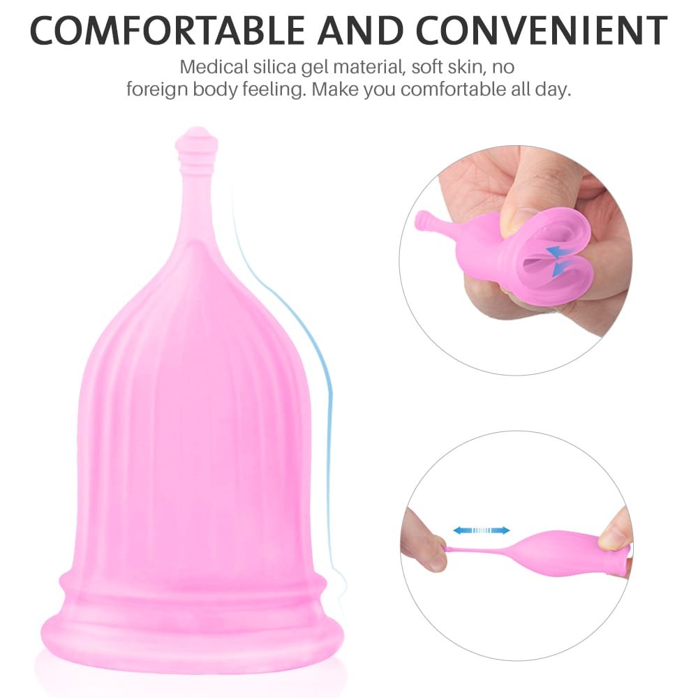 UltraComfort Large Menstrual Cup size comparison with tampons