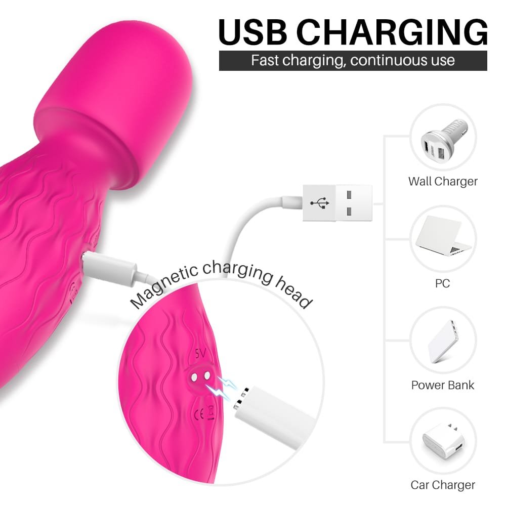 Magnetic charging of Power mini wand massager
