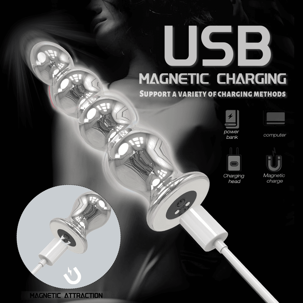 Gude stainless steel anal plug charging scene