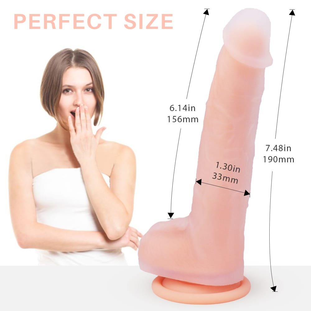 Size dimensions of Bend It Real Dual Layer Suction Dildo